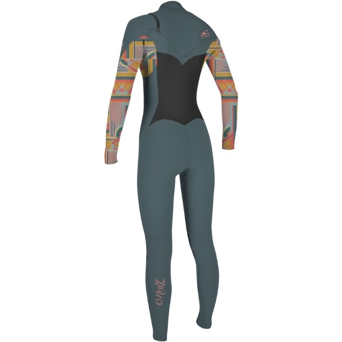 2024 O'Neill Womens Epic 4/3mm Chest Zip Wetsuit 5356 - Shade / Arta Geo